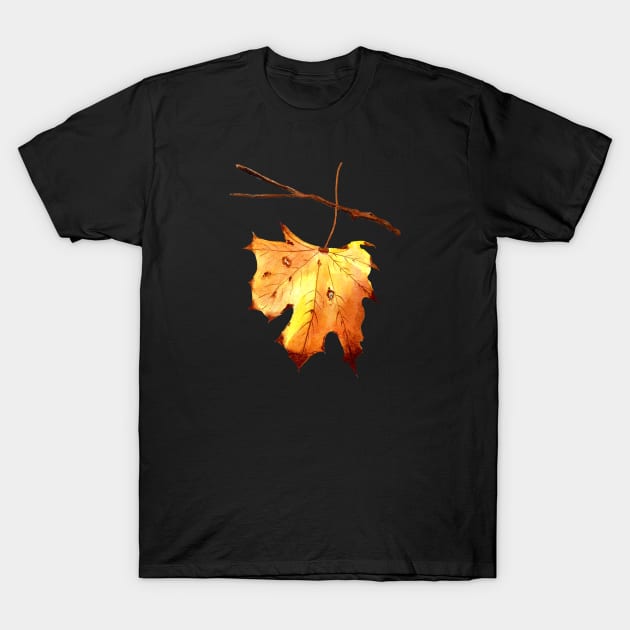 Autumn Maple Leaf Watercolor Painting T-Shirt by MMcBuck